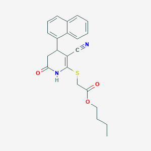 molecular formula C22H22N2O3S B2672977 butyl 2-((3-cyano-4-(naphthalen-1-yl)-6-oxo-1,4,5,6-tetrahydropyridin-2-yl)thio)acetate CAS No. 374912-01-3