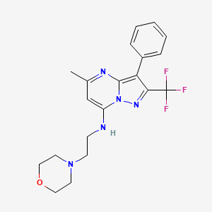 molecular formula C20H22F3N5O B2672979 5-methyl-N-[2-(morpholin-4-yl)ethyl]-3-phenyl-2-(trifluoromethyl)pyrazolo[1,5-a]pyrimidin-7-amine CAS No. 900882-42-0