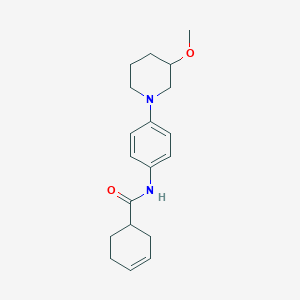 molecular formula C19H26N2O2 B2673003 N-[4-(3-METHOXYPIPERIDIN-1-YL)PHENYL]CYCLOHEX-3-ENE-1-CARBOXAMIDE CAS No. 1797345-38-0