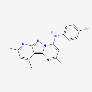 molecular formula C18H16BrN5 B2673016 N-(4-bromophenyl)-4,11,13-trimethyl-3,7,8,10-tetrazatricyclo[7.4.0.02,7]trideca-1,3,5,8,10,12-hexaen-6-amine CAS No. 896073-45-3