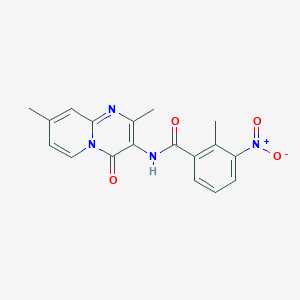 molecular formula C18H16N4O4 B2673040 N-{2,8-dimethyl-4-oxo-4H-pyrido[1,2-a]pyrimidin-3-yl}-2-methyl-3-nitrobenzamide CAS No. 946381-68-6