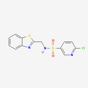 molecular formula C13H10ClN3O2S2 B2673119 N-[(1,3-benzothiazol-2-yl)methyl]-6-chloropyridine-3-sulfonamide CAS No. 1304050-26-7