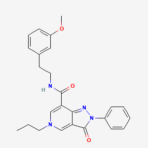 molecular formula C25H26N4O3 B2673124 N-(3-methoxyphenethyl)-3-oxo-2-phenyl-5-propyl-3,5-dihydro-2H-pyrazolo[4,3-c]pyridine-7-carboxamide CAS No. 921834-18-6