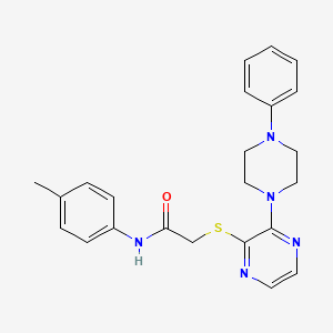 molecular formula C23H25N5OS B2673133 N-(4-methylphenyl)-2-{[3-(4-phenylpiperazin-1-yl)pyrazin-2-yl]sulfanyl}acetamide CAS No. 1116007-21-6