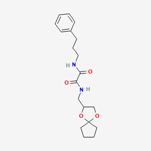 molecular formula C19H26N2O4 B2673153 N1-(1,4-dioxaspiro[4.4]nonan-2-ylmethyl)-N2-(3-phenylpropyl)oxalamide CAS No. 899982-25-3