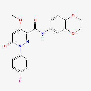molecular formula C20H16FN3O5 B2673155 N-(2,3-dihydro-1,4-benzodioxin-6-yl)-1-(4-fluorophenyl)-4-methoxy-6-oxo-1,6-dihydropyridazine-3-carboxamide CAS No. 941969-62-6