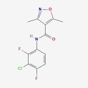 molecular formula C12H9ClF2N2O2 B2673160 N-(3-chloro-2,4-difluorophenyl)-3,5-dimethyl-4-isoxazolecarboxamide CAS No. 478031-60-6