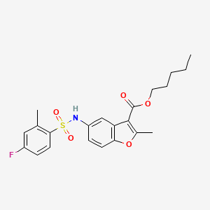 molecular formula C22H24FNO5S B2673173 pentyl 5-(4-fluoro-2-methylbenzenesulfonamido)-2-methyl-1-benzofuran-3-carboxylate CAS No. 865613-96-3