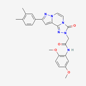 molecular formula C25H24N6O4 B2673193 N-(2,5-dimethoxyphenyl)-2-[11-(3,4-dimethylphenyl)-5-oxo-3,4,6,9,10-pentazatricyclo[7.3.0.02,6]dodeca-1(12),2,7,10-tetraen-4-yl]acetamide CAS No. 1207001-39-5