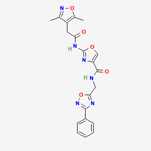 2-(2-(3,5-dimethylisoxazol-4-yl)acetamido)-N-((3-phenyl-1,2,4-oxadiazol-5-yl)methyl)oxazole-4-carboxamide