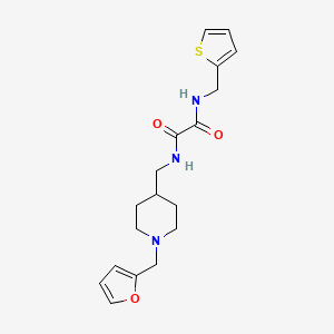 molecular formula C18H23N3O3S B2673229 N'-({1-[(furan-2-yl)methyl]piperidin-4-yl}methyl)-N-[(thiophen-2-yl)methyl]ethanediamide CAS No. 953180-79-5