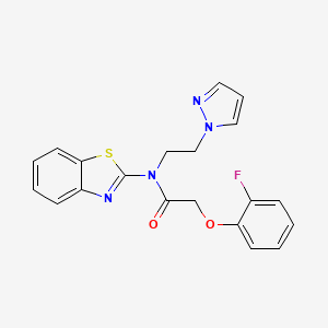 molecular formula C20H17FN4O2S B2673255 N-(1,3-benzothiazol-2-yl)-2-(2-fluorophenoxy)-N-[2-(1H-pyrazol-1-yl)ethyl]acetamide CAS No. 1171552-12-7