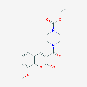 molecular formula C18H20N2O6 B2673257 ethyl 4-(8-methoxy-2-oxo-2H-chromene-3-carbonyl)piperazine-1-carboxylate CAS No. 325779-22-4