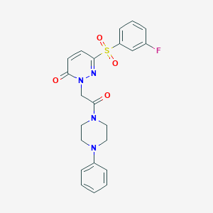 molecular formula C22H21FN4O4S B2673282 6-((3-fluorophenyl)sulfonyl)-2-(2-oxo-2-(4-phenylpiperazin-1-yl)ethyl)pyridazin-3(2H)-one CAS No. 1251688-08-0