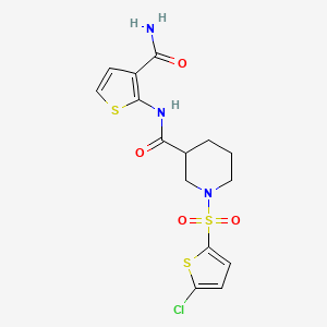 N-(3-carbamoylthiophen-2-yl)-1-((5-chlorothiophen-2-yl)sulfonyl)piperidine-3-carboxamide