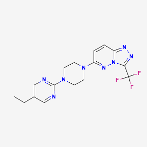 molecular formula C16H17F3N8 B2673289 6-[4-(5-Ethylpyrimidin-2-yl)piperazin-1-yl]-3-(trifluoromethyl)-[1,2,4]triazolo[4,3-b]pyridazine CAS No. 2380179-43-9
