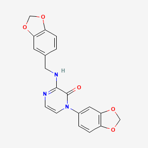 molecular formula C19H15N3O5 B2673303 1-(1,3-benzodioxol-5-yl)-3-[(1,3-benzodioxol-5-ylmethyl)amino]pyrazin-2(1H)-one CAS No. 941935-01-9