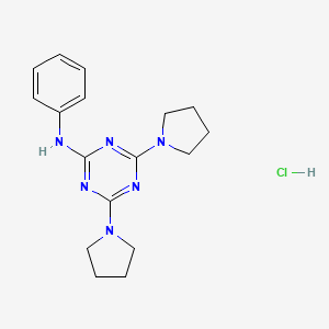 molecular formula C17H23ClN6 B2673317 N-phenyl-4,6-bis(pyrrolidin-1-yl)-1,3,5-triazin-2-amine hydrochloride CAS No. 1179421-79-4