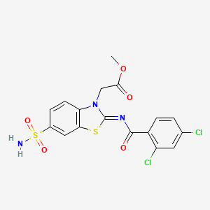 Methyl 2-[2-(2,4-dichlorobenzoyl)imino-6-sulfamoyl-1,3-benzothiazol-3-yl]acetate