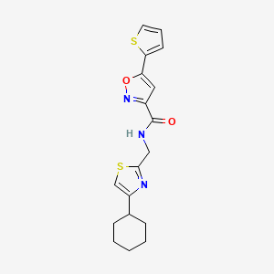 N-((4-cyclohexylthiazol-2-yl)methyl)-5-(thiophen-2-yl)isoxazole-3-carboxamide