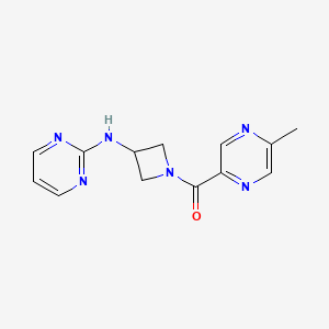 molecular formula C13H14N6O B2673347 N-[1-(5-methylpyrazine-2-carbonyl)azetidin-3-yl]pyrimidin-2-amine CAS No. 2195954-66-4