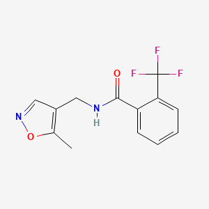 molecular formula C13H11F3N2O2 B2673348 N-[(5-methyl-1,2-oxazol-4-yl)methyl]-2-(trifluoromethyl)benzamide CAS No. 2034338-10-6