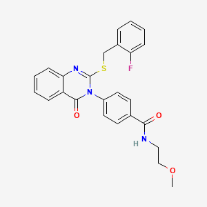 4-[2-[(2-fluorophenyl)methylsulfanyl]-4-oxoquinazolin-3-yl]-N-(2-methoxyethyl)benzamide