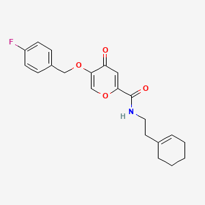 molecular formula C21H22FNO4 B2673365 N-(2-(cyclohex-1-en-1-yl)ethyl)-5-((4-fluorobenzyl)oxy)-4-oxo-4H-pyran-2-carboxamide CAS No. 1021134-68-8