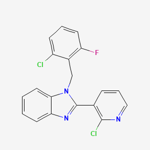 molecular formula C19H12Cl2FN3 B2673366 1-(2-chloro-6-fluorobenzyl)-2-(2-chloro-3-pyridinyl)-1H-1,3-benzimidazole CAS No. 338411-29-3