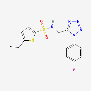 molecular formula C14H14FN5O2S2 B2673368 5-ethyl-N-((1-(4-fluorophenyl)-1H-tetrazol-5-yl)methyl)thiophene-2-sulfonamide CAS No. 921125-76-0