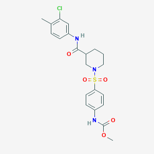 molecular formula C21H24ClN3O5S B2673369 Methyl (4-((3-((3-chloro-4-methylphenyl)carbamoyl)piperidin-1-yl)sulfonyl)phenyl)carbamate CAS No. 326616-90-4