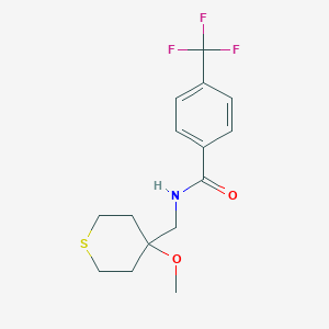 molecular formula C15H18F3NO2S B2673378 N-[(4-methoxythian-4-yl)methyl]-4-(trifluoromethyl)benzamide CAS No. 2034398-85-9