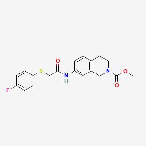 molecular formula C19H19FN2O3S B2673418 methyl 7-(2-((4-fluorophenyl)thio)acetamido)-3,4-dihydroisoquinoline-2(1H)-carboxylate CAS No. 1448067-20-6