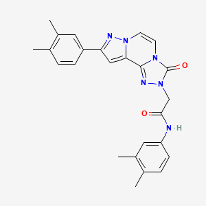 molecular formula C25H24N6O2 B2673424 N-(3,4-dimethylphenyl)-2-[11-(3,4-dimethylphenyl)-5-oxo-3,4,6,9,10-pentazatricyclo[7.3.0.02,6]dodeca-1(12),2,7,10-tetraen-4-yl]acetamide CAS No. 1207034-56-7