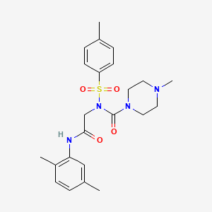 molecular formula C23H30N4O4S B2673426 N-(2-((2,5-dimethylphenyl)amino)-2-oxoethyl)-4-methyl-N-tosylpiperazine-1-carboxamide CAS No. 887196-71-6
