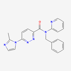 molecular formula C21H18N6O B2673487 N-benzyl-6-(2-methyl-1H-imidazol-1-yl)-N-(pyridin-2-yl)pyridazine-3-carboxamide CAS No. 1396883-82-1