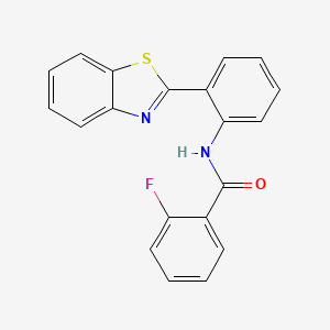 molecular formula C20H13FN2OS B2673515 N-[2-(1,3-benzothiazol-2-yl)phenyl]-2-fluorobenzamide 