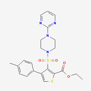 molecular formula C22H24N4O4S2 B2673539 Ethyl 4-(4-methylphenyl)-3-{[4-(pyrimidin-2-yl)piperazin-1-yl]sulfonyl}thiophene-2-carboxylate CAS No. 946384-93-6