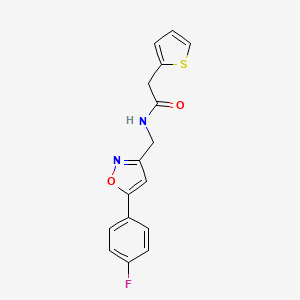molecular formula C16H13FN2O2S B2673544 N-((5-(4-fluorophenyl)isoxazol-3-yl)methyl)-2-(thiophen-2-yl)acetamide CAS No. 953181-64-1
