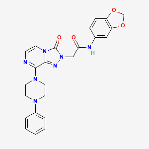 molecular formula C24H23N7O4 B2673590 N-(2H-1,3-benzodioxol-5-yl)-2-[3-oxo-8-(4-phenylpiperazin-1-yl)-2H,3H-[1,2,4]triazolo[4,3-a]pyrazin-2-yl]acetamide CAS No. 1251695-39-2