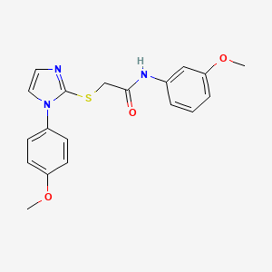 molecular formula C19H19N3O3S B2673605 N-(3-methoxyphenyl)-2-{[1-(4-methoxyphenyl)-1H-imidazol-2-yl]sulfanyl}acetamide CAS No. 688336-16-5