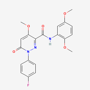 molecular formula C20H18FN3O5 B2673704 N-(2,5-dimethoxyphenyl)-1-(4-fluorophenyl)-4-methoxy-6-oxo-1,6-dihydropyridazine-3-carboxamide CAS No. 941879-73-8