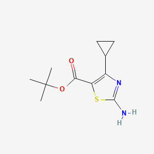 molecular formula C11H16N2O2S B2673729 Tert-butyl 2-amino-4-cyclopropyl-1,3-thiazole-5-carboxylate CAS No. 2248405-56-1