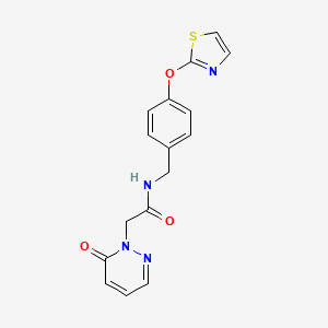 molecular formula C16H14N4O3S B2673731 2-(6-oxopyridazin-1(6H)-yl)-N-(4-(thiazol-2-yloxy)benzyl)acetamide CAS No. 2034318-57-3