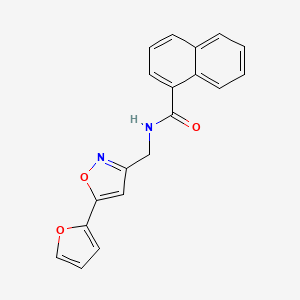 molecular formula C19H14N2O3 B2673734 N-((5-(furan-2-yl)isoxazol-3-yl)methyl)-1-naphthamide CAS No. 1105204-33-8