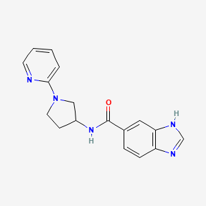 molecular formula C17H17N5O B2673737 N-[1-(pyridin-2-yl)pyrrolidin-3-yl]-1H-1,3-benzodiazole-5-carboxamide CAS No. 1705924-60-2