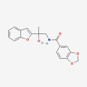 molecular formula C19H17NO5 B2673751 N-(2-(benzofuran-2-yl)-2-hydroxypropyl)benzo[d][1,3]dioxole-5-carboxamide CAS No. 2034441-03-5