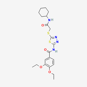 molecular formula C21H28N4O4S2 B2673752 N-(5-((2-(cyclohexylamino)-2-oxoethyl)thio)-1,3,4-thiadiazol-2-yl)-3,4-diethoxybenzamide CAS No. 896033-07-1