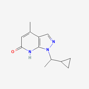 molecular formula C12H15N3O B2673762 1-(1-cyclopropylethyl)-4-methyl-1H-pyrazolo[3,4-b]pyridin-6-ol CAS No. 1822720-40-0