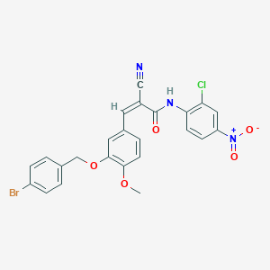 molecular formula C24H17BrClN3O5 B2673770 (Z)-3-[3-[(4-Bromophenyl)methoxy]-4-methoxyphenyl]-N-(2-chloro-4-nitrophenyl)-2-cyanoprop-2-enamide CAS No. 522656-22-0